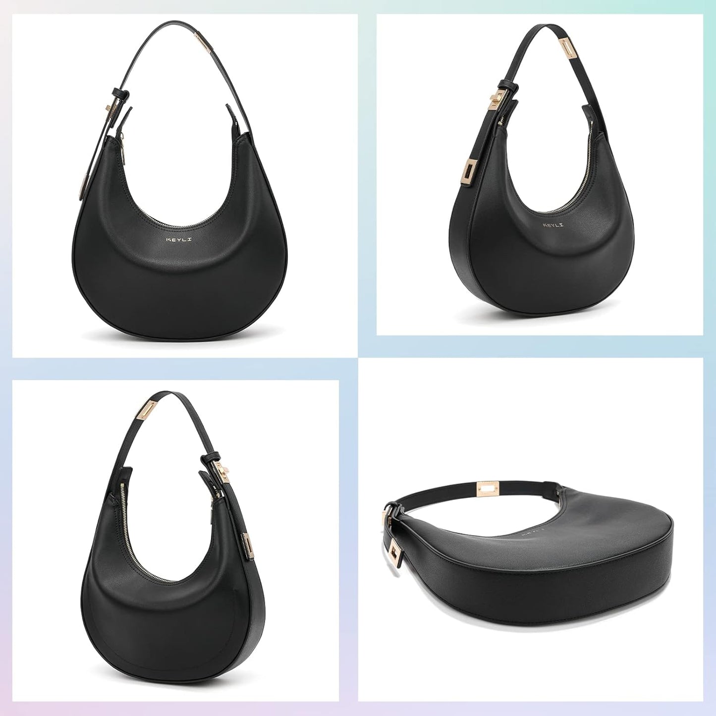 Keyli Shoulder Bag Stylish Casual Clutch Purses for Women 3 Ways Adjust Strap Hobo Handbags with Zip Closure