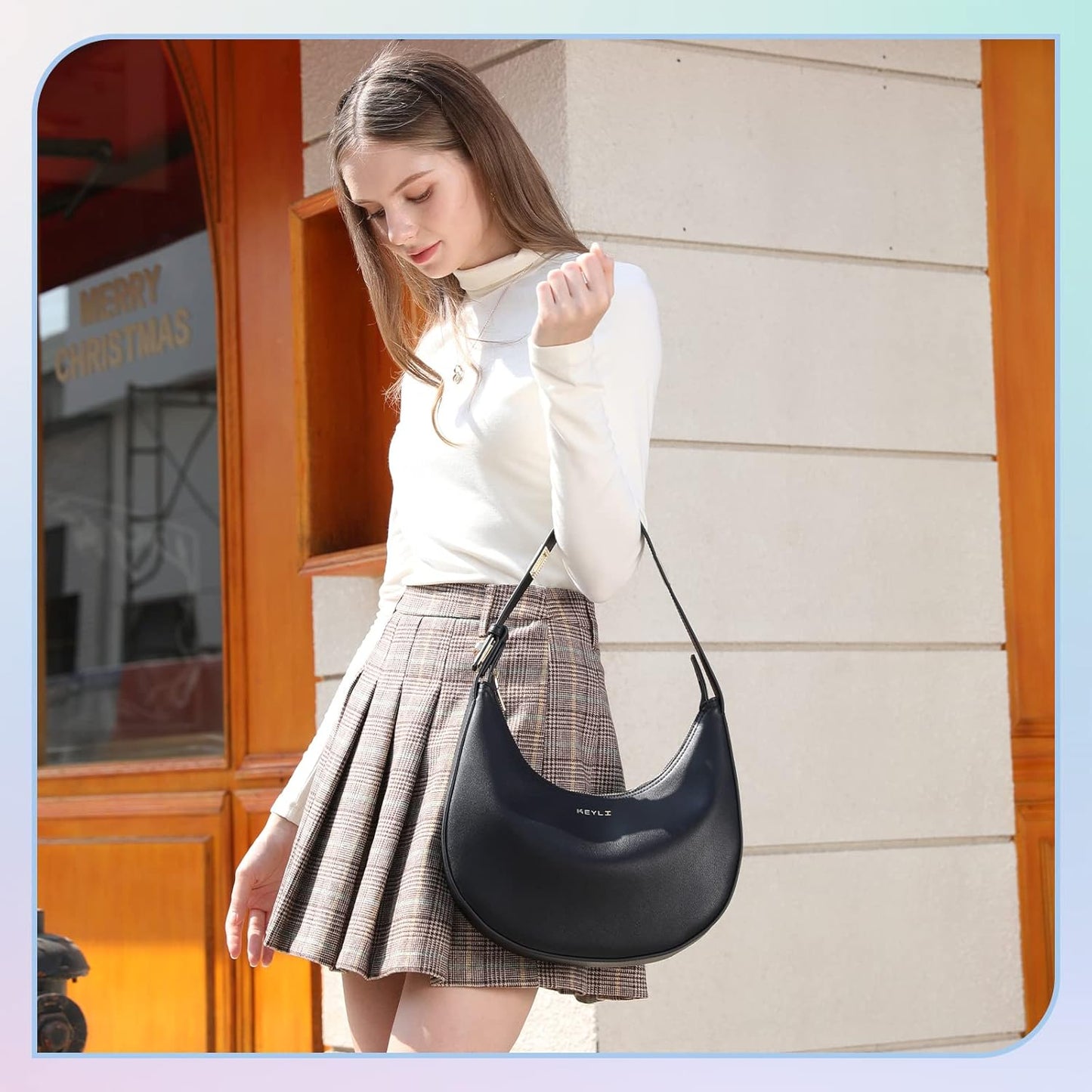 Keyli Shoulder Bag Stylish Casual Clutch Purses for Women 3 Ways Adjust Strap Hobo Handbags with Zip Closure