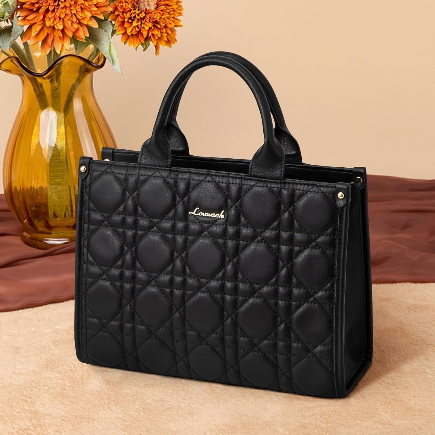 LOVEVOOK Purses and Handbags for Women, Handbags Shoulder Bags Black Purses and PU Leather Top Handles for Lady