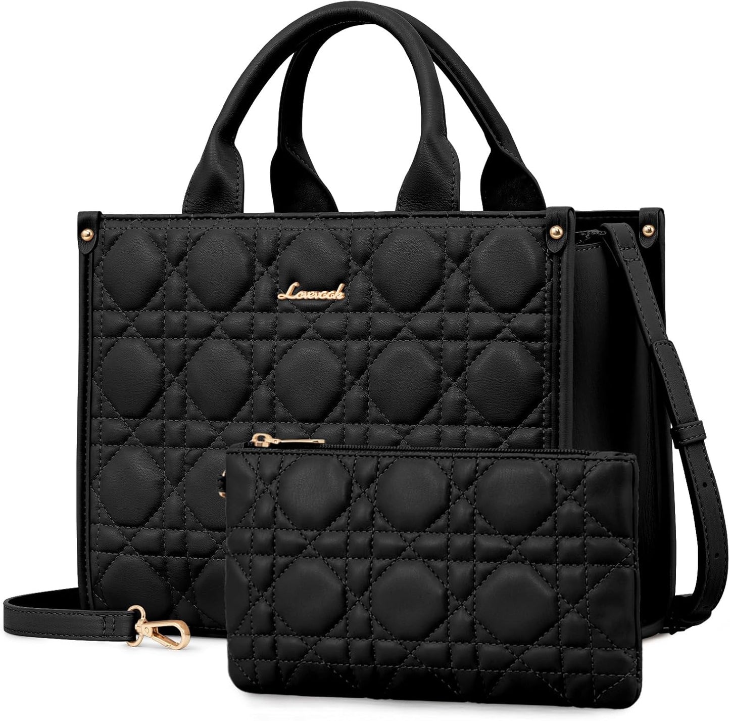 LOVEVOOK Purses and Handbags for Women, Handbags Shoulder Bags Black Purses and PU Leather Top Handles for Lady