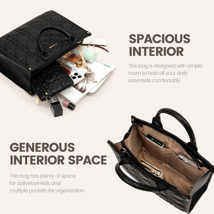 LOVEVOOK Purses and Handbags for Women, Handbags Shoulder Bags Black Purses and PU Leather Top Handles for Lady