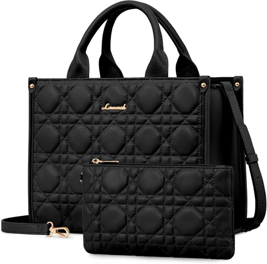 LOVEVOOK Purses and Handbags for Women, Handbags Shoulder Bags Black Purses and PU Leather Top Handles for Lady