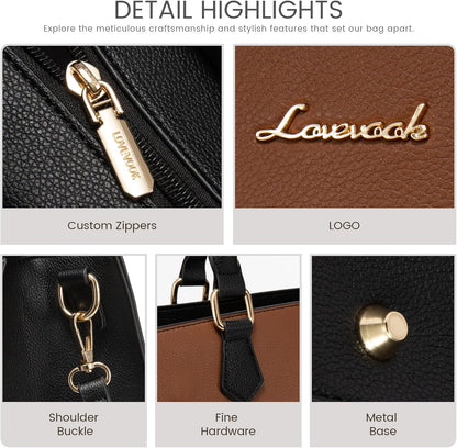 LOVEVOOK Purses and Handbags for Women, Tote Shoulder Bag Satchel Black Purse and PU Leather Top Handle for ladies